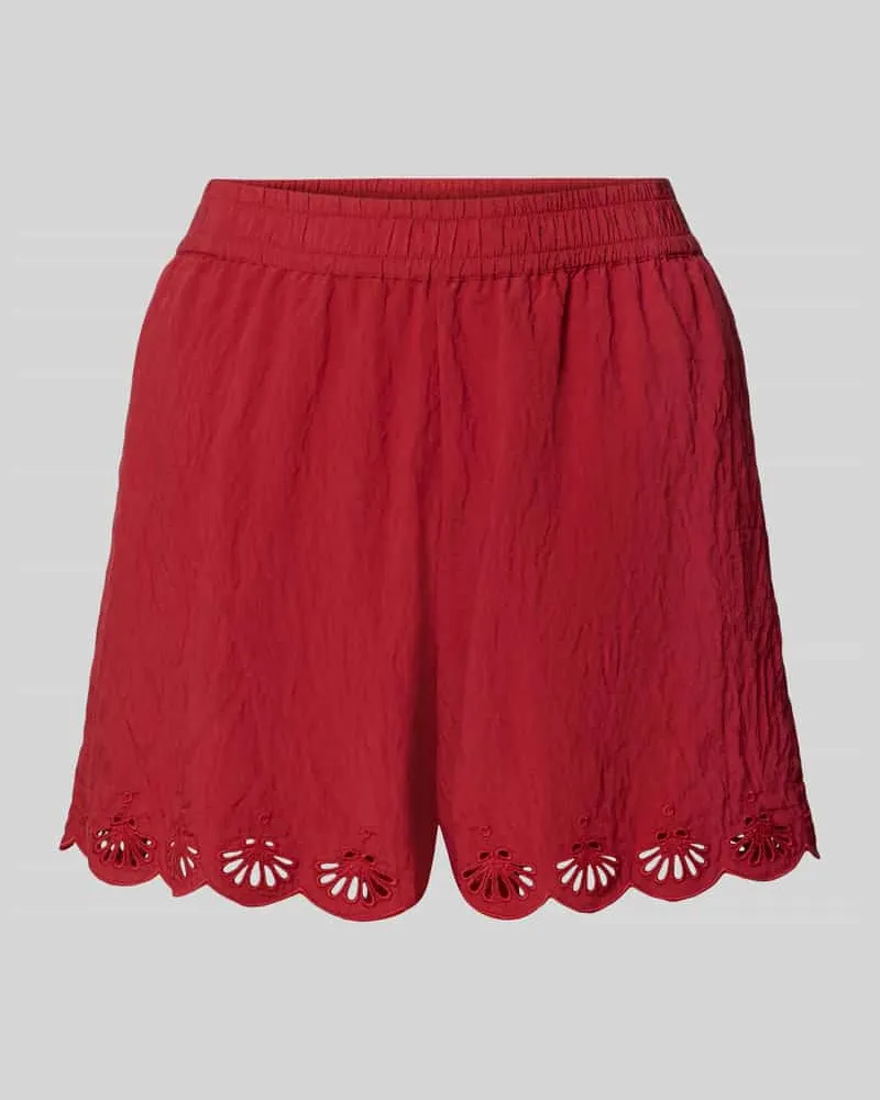 watercult Shorts aus Viskose-Mix mit Lochstickerei Koralle