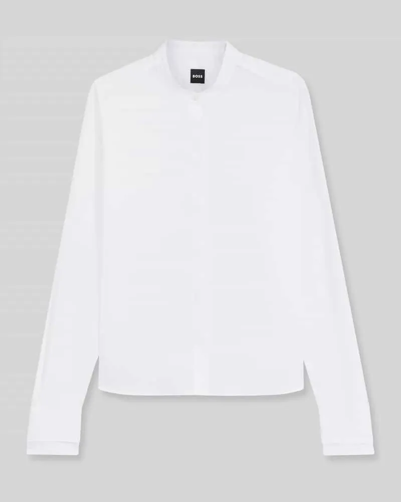 HUGO BOSS Regular Fit Langarmbluse aus reiner Baumwolle Modell 'Bertyna_Monday Weiss