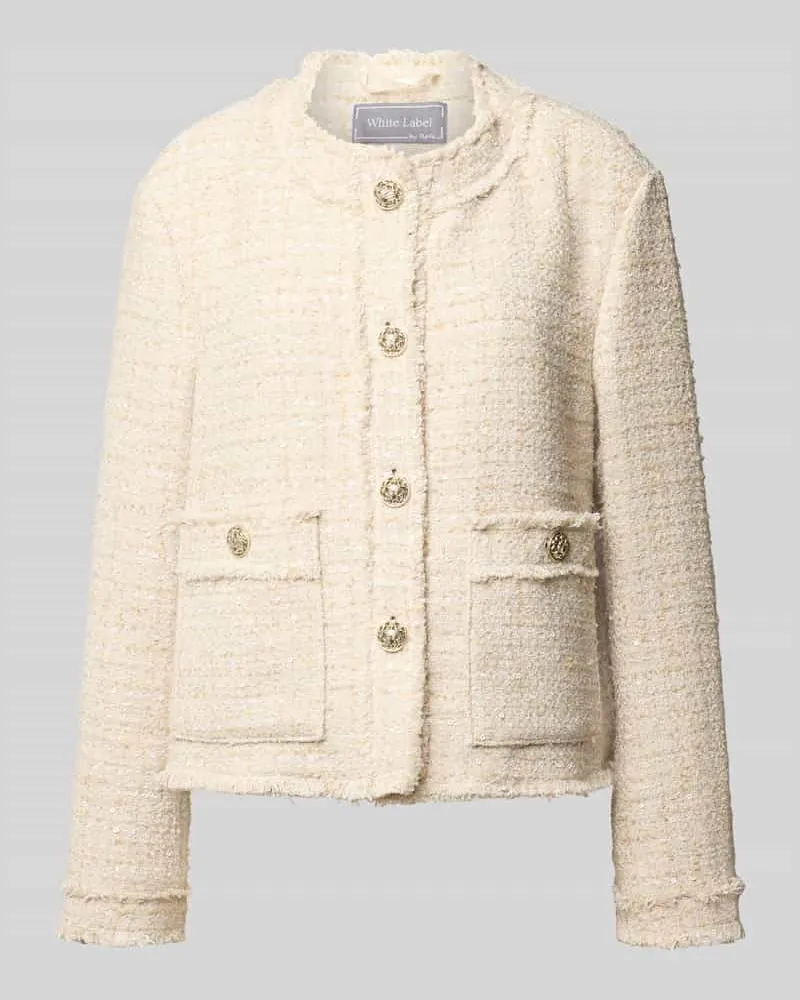 White Label Blazer in Bouclé-Optik mit Knopfleiste Beige