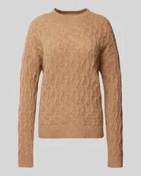 Christian Berg Kaschmirstrickpullover mit Rundhalsausschnitt Camel