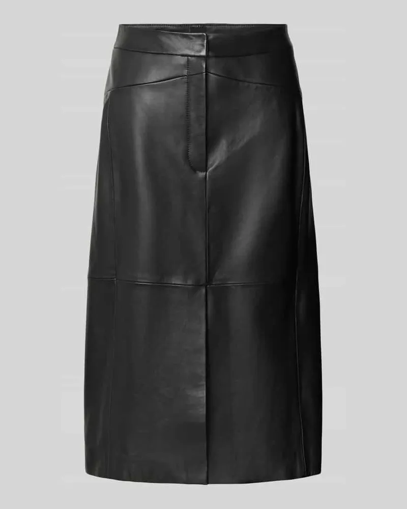 HUGO BOSS Regular Fit Lederrock aus Lammleder Black