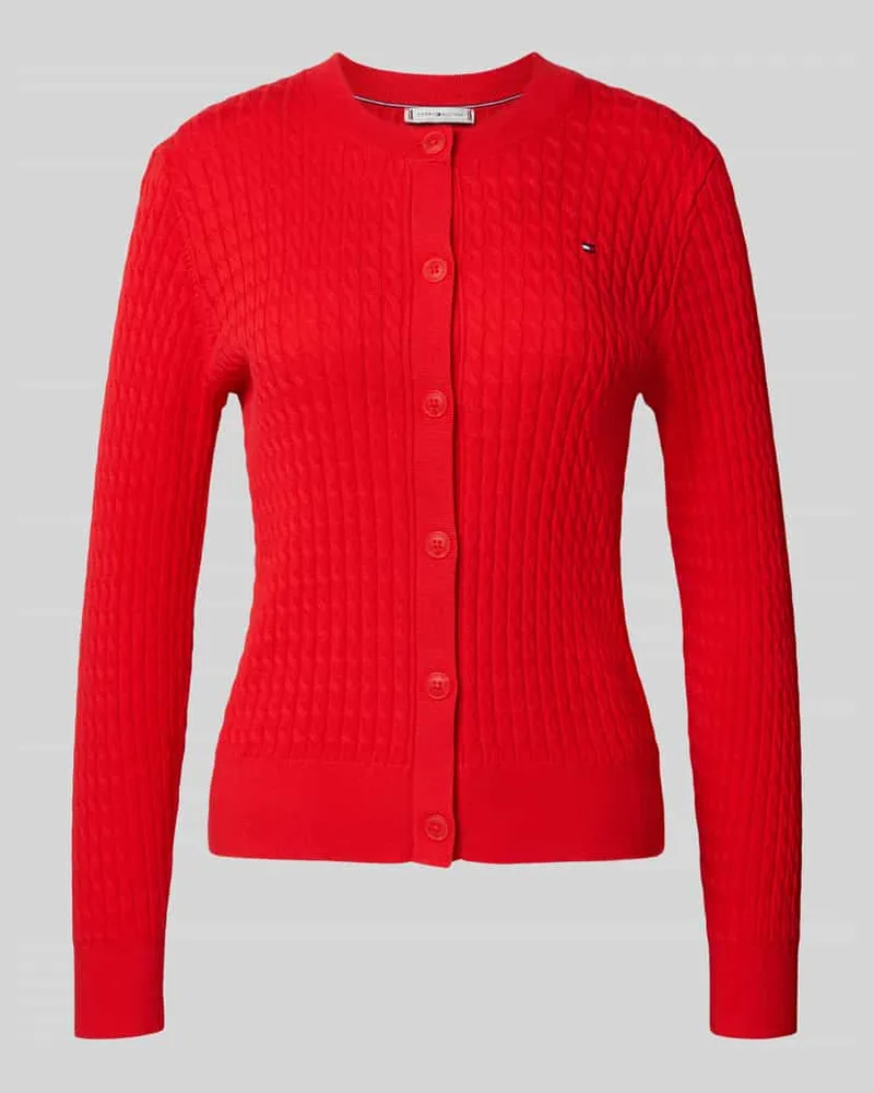 Tommy Hilfiger Slim Fit Strickjacke aus reiner Baumwolle Rot