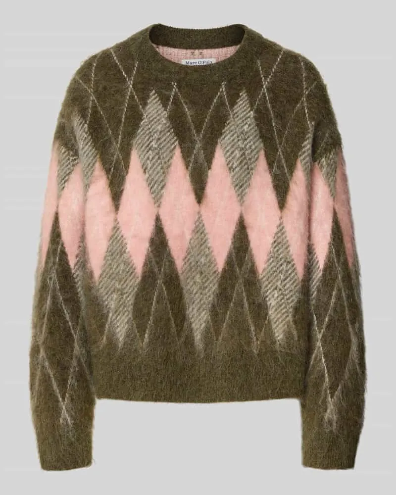 Marc O'Polo Relaxed Fit Strickpullover aus Woll-Mix Oliv