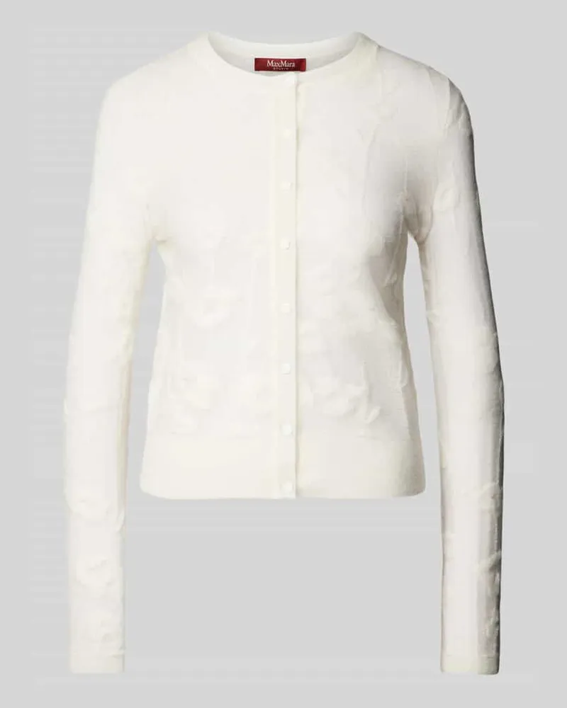 Max Mara Strickjacke mit floralem Muster Modell 'CURZIO Ecru