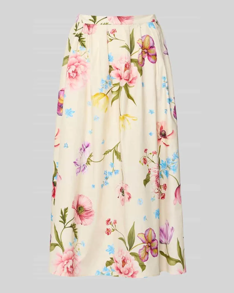 Oui  Midirock im Allover-Look Weiss