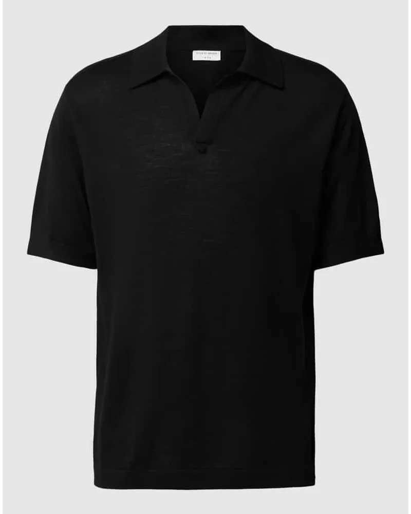 Tiger of Sweden Regular Fit Poloshirt mit V-Ausschnitt Modell 'BEKER Black