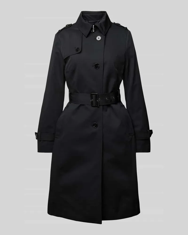 JAKE*S Trenchcoat mit Gürtel und Ärmelriegeln Black