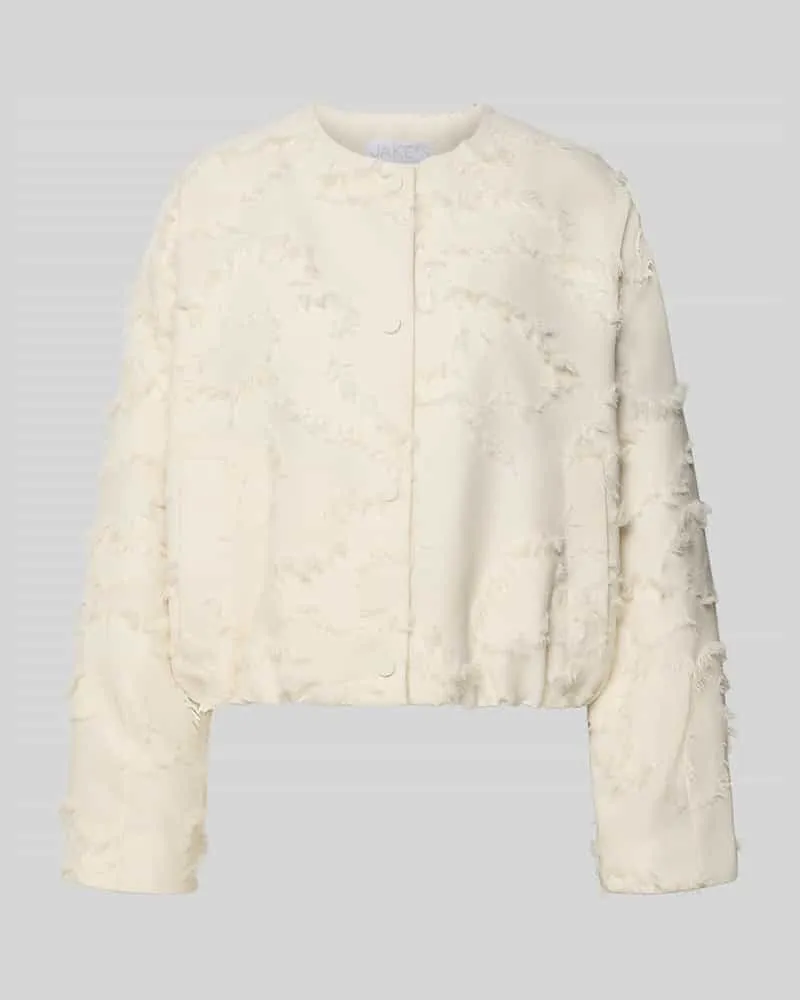JAKE*S Jacke mit Rundhalsausschnitt und Fransen Beige
