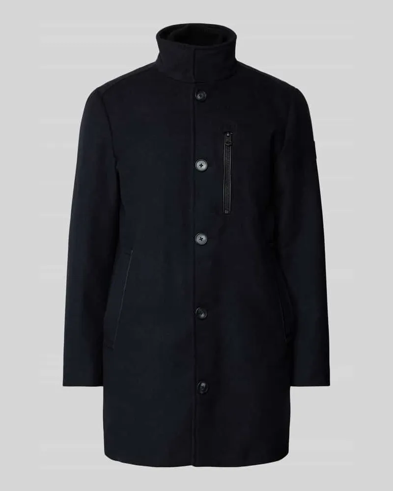 Tom Tailor Regular Fit Wollmantel in Melange mit Reißverschlussbrusttasche Marine