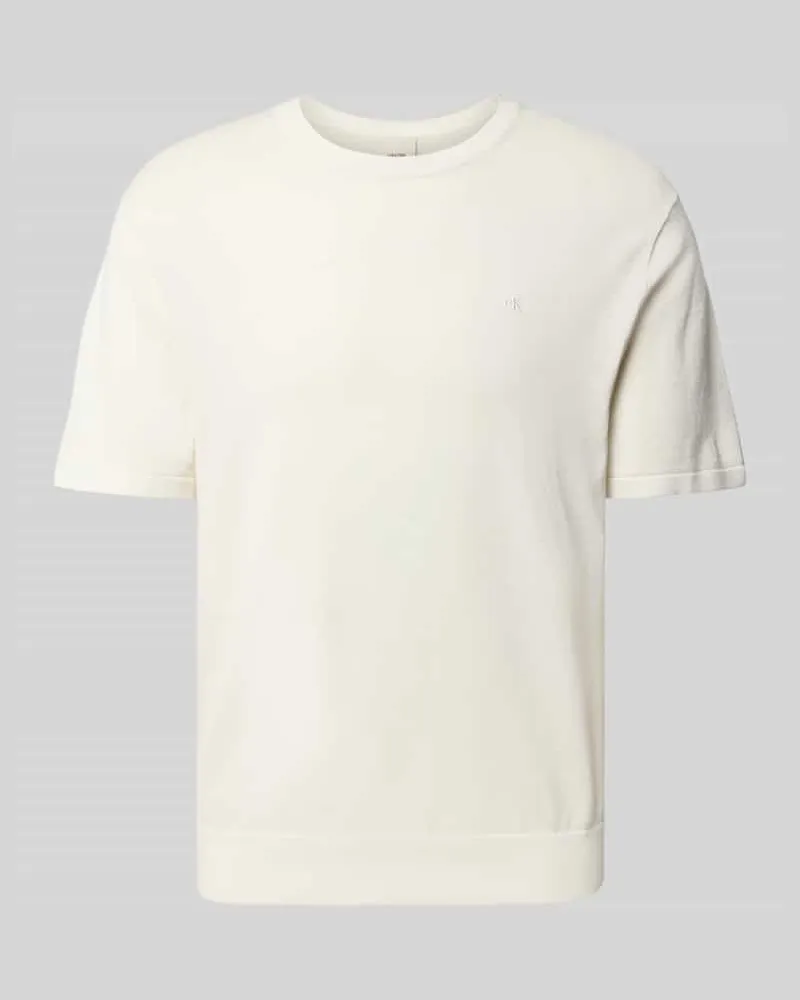 Calvin Klein T-Shirt mit Logo-Stitching Modell 'SUPIMA Offwhite
