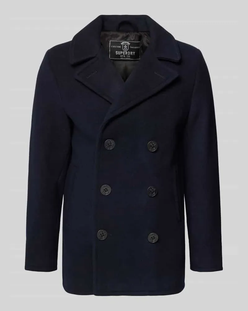 Superdry. Zweireiher mit Reverskragen und Eingrifftaschen Dunkelblau