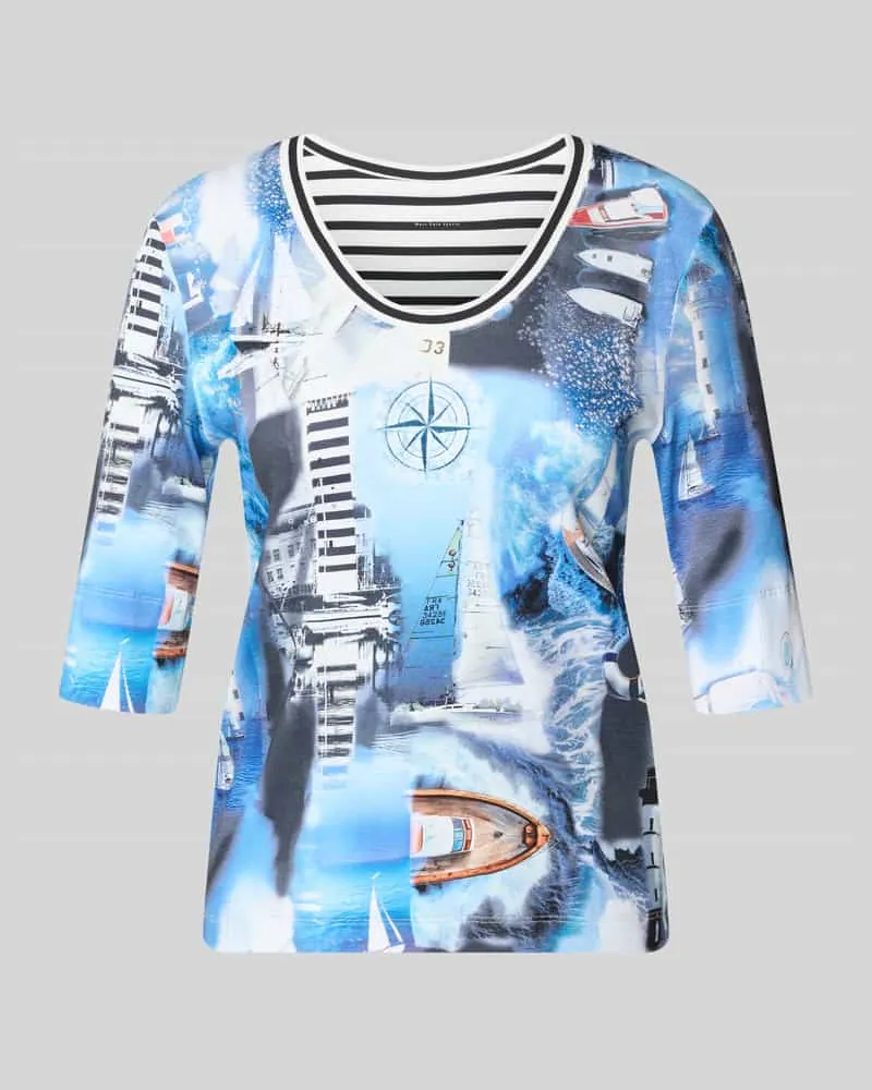 Marc Cain T-Shirt im Allover-Look mit 3/4-Arm Sky