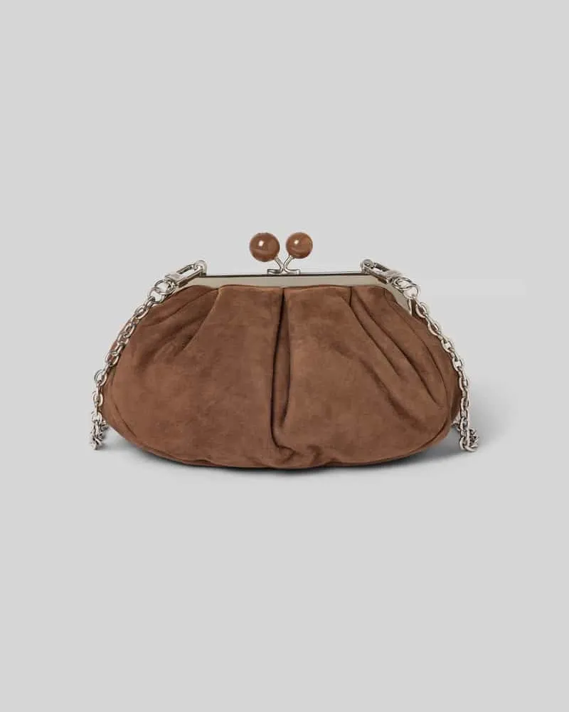 Max Mara Clutch aus echtem Veloursleder Modell 'KAVALOIS Schoko