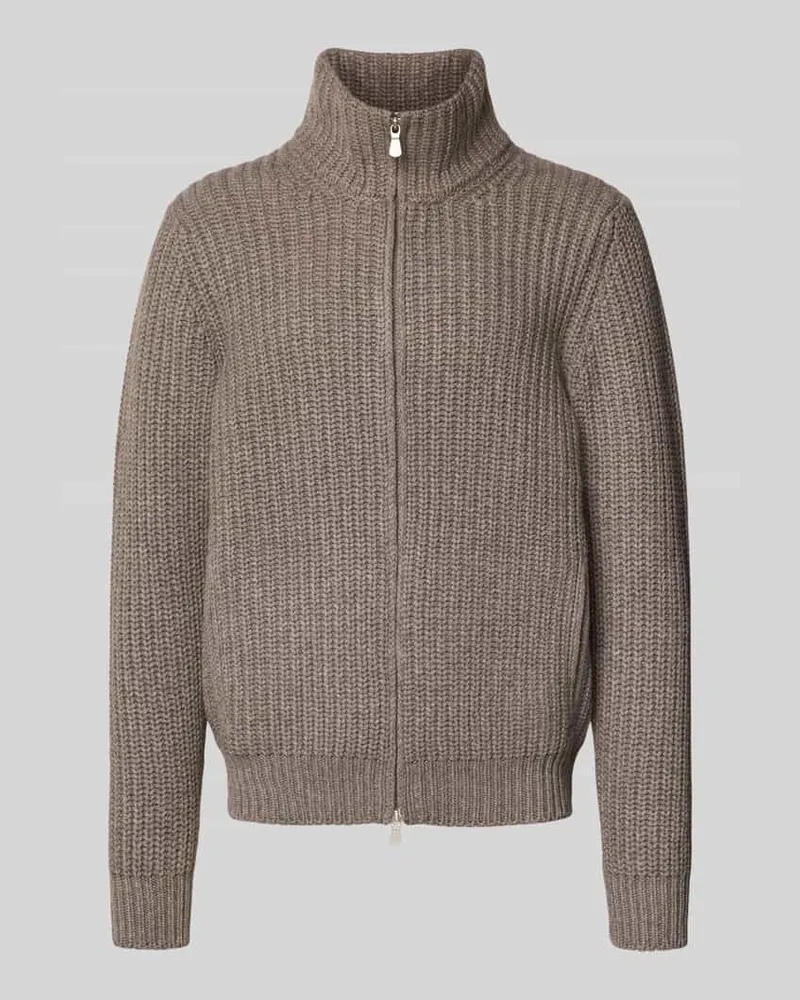 Gran Sasso Strickjacke aus Schurwoll-Viskose-Mix mit Kaschmir-Anteil Taupe