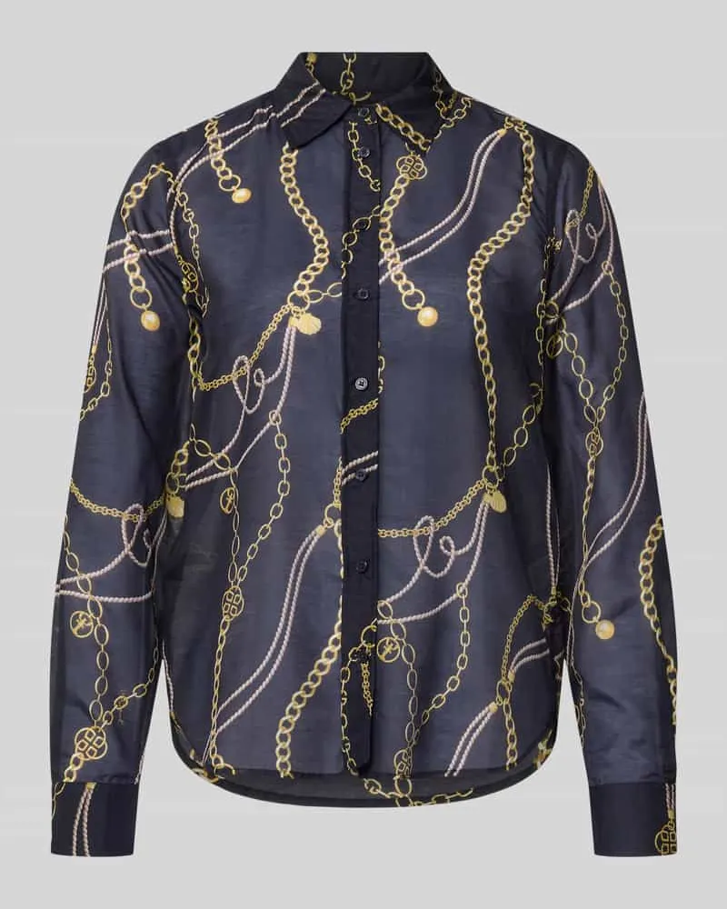 Gant Bluse mit Seide-Anteil und Kentkragen Marine
