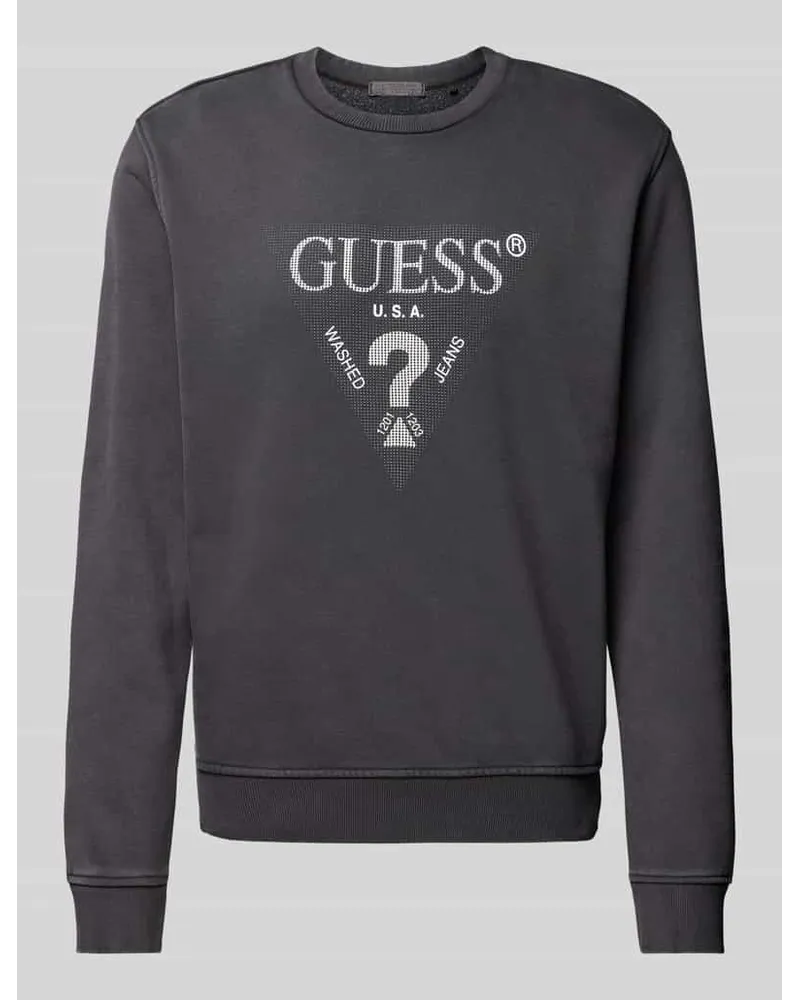 Guess Sweatshirt mit Label-Print Modell 'TREATED Black