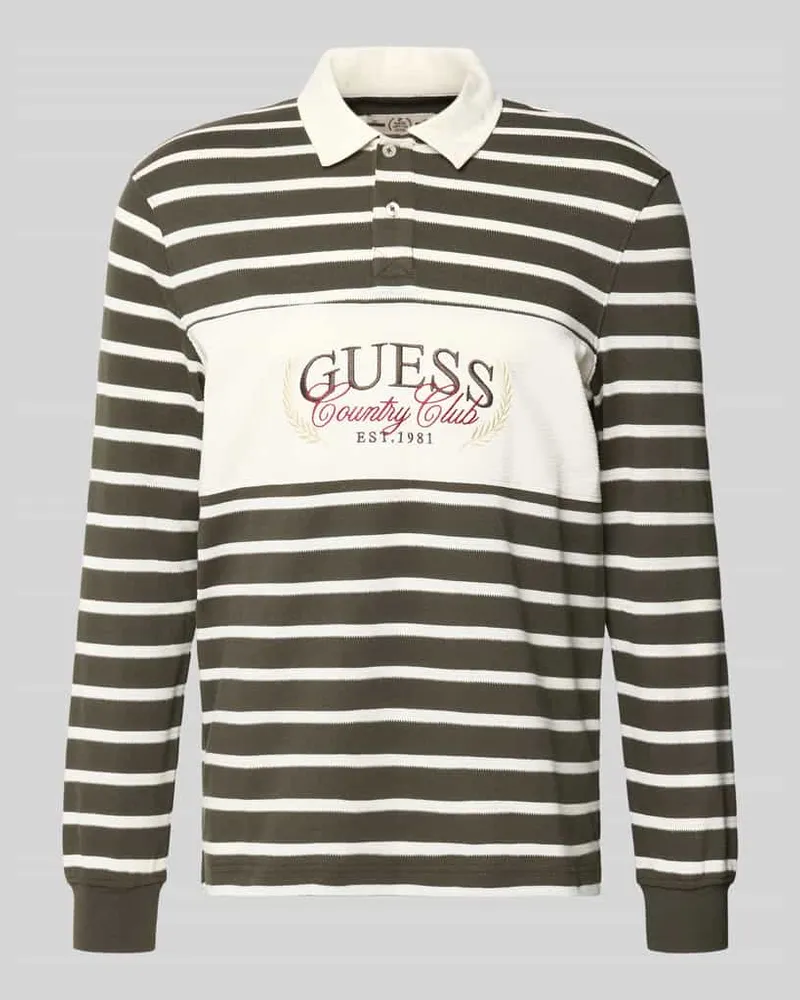 Guess Regular Fit Sweatshirt mit Polokragen Modell 'JACQUARD Dunkelgruen