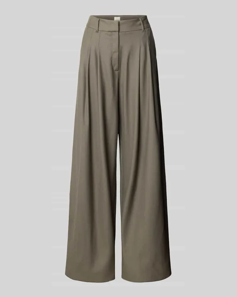 MARELLA Wide Fit Marlenehose aus reiner Schurwolle Modell 'Ulzio Oliv