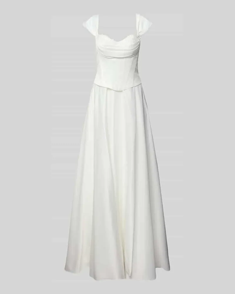 LUXUAR Brautkleid aus Satin mit Drapierungen Offwhite