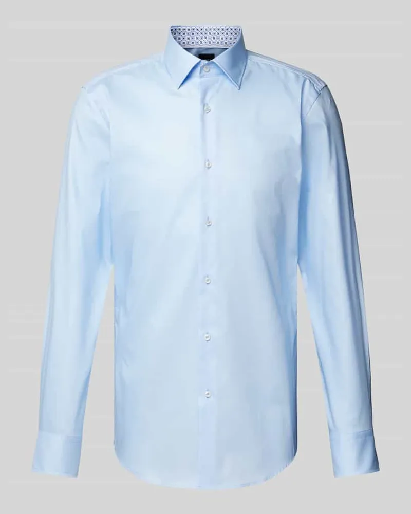HUGO BOSS Slim Fit Business-Hemd mit Knopfleiste Modell 'Hank Bleu