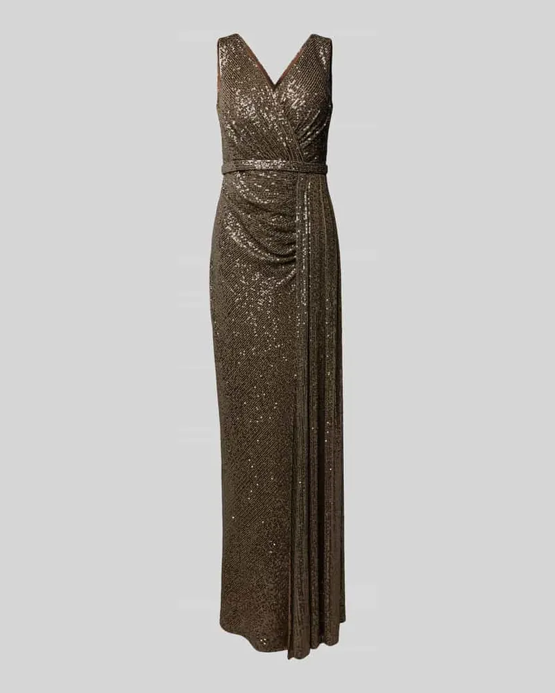 TROYDEN Abendkleid in Wickel-Optik Taupe