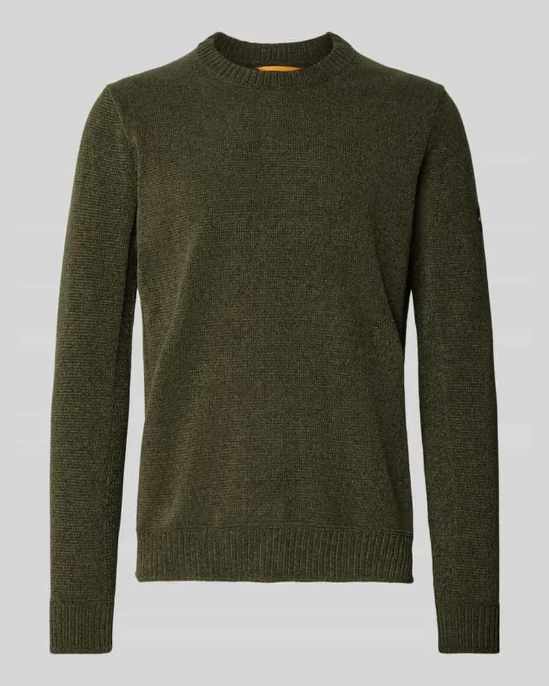 Camel Active Slim Fit Pullover in Strick-Optik Modell 'Chinile Oliv