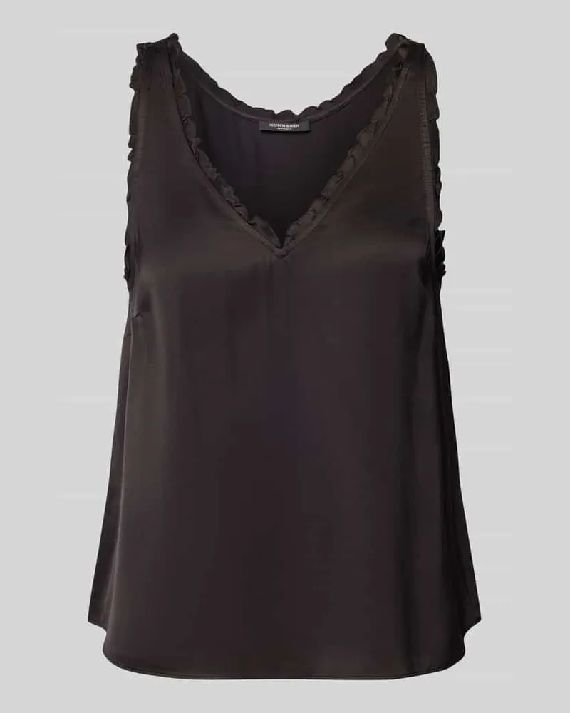 Scotch&Soda Blusentop aus Viskose mit V-Ausschnitt Black