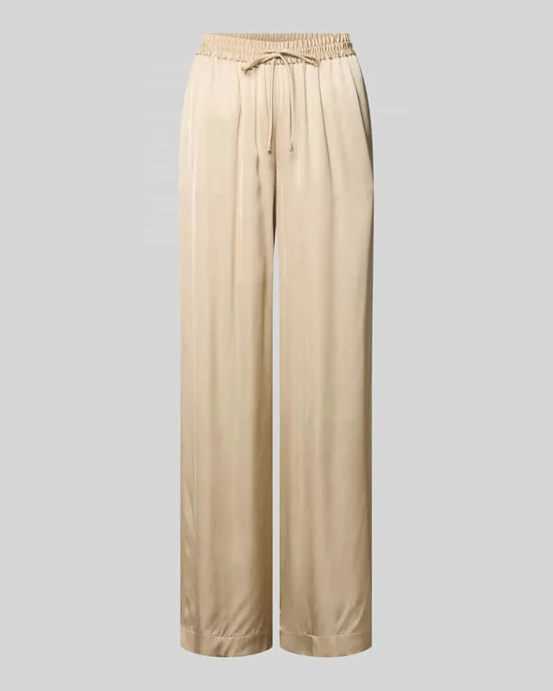 HUGO BOSS Regular Fit Wide Leg Hose aus reiner Viskose Modell 'TALIA Sand