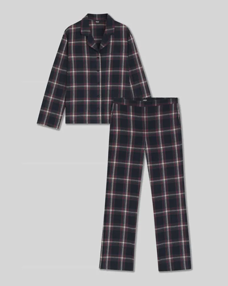 HUGO BOSS Regular Fit Pyjama aus Baumwoll-Mix Modell 'HOLIDAY Dunkelblau