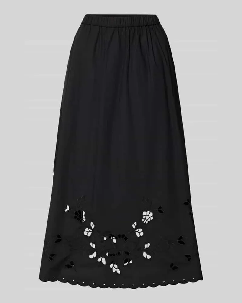 Max Mara Ausgestellter Maxi-Rock aus reiner Baumwolle Modell 'CARAVAN Black