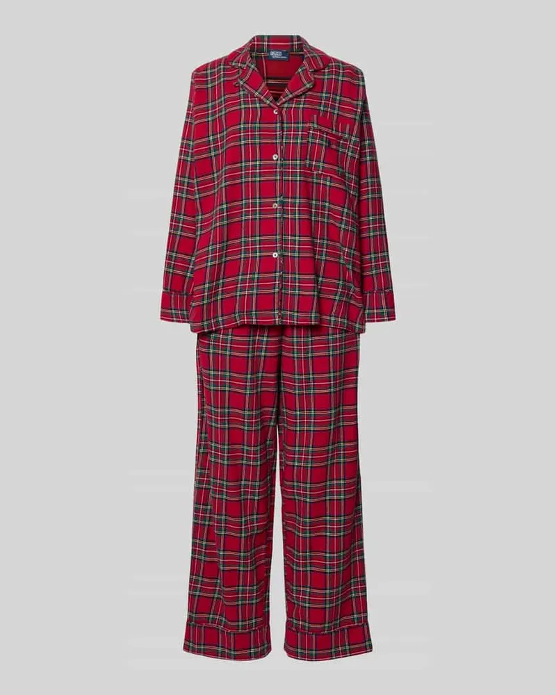 Ralph Lauren Pyjama mit Label-Stitching Modell 'Cozy Flannel Rot