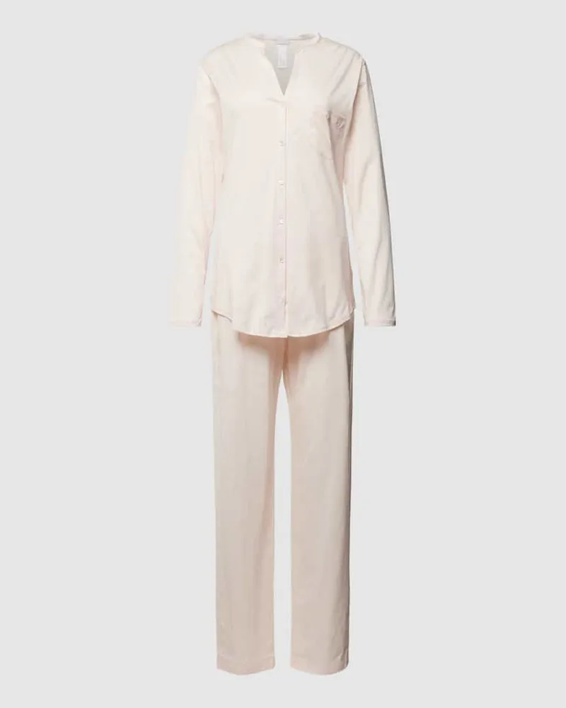 Hanro Pyjama mit Brusttasche Hellrosa