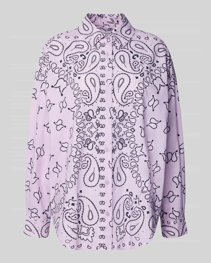 Essentiel Oversized Hemdbluse mit Allover-Muster Modell 'HISTENDE Rosa