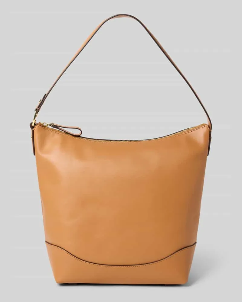 Ralph Lauren Lederhandtasche mit Ziernaht Hellbraun