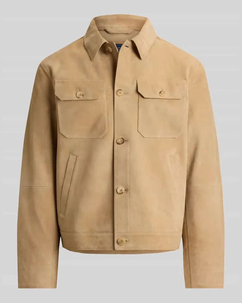Ralph Lauren Regular Fit Lederjacke aus echter Lammvelours Beige