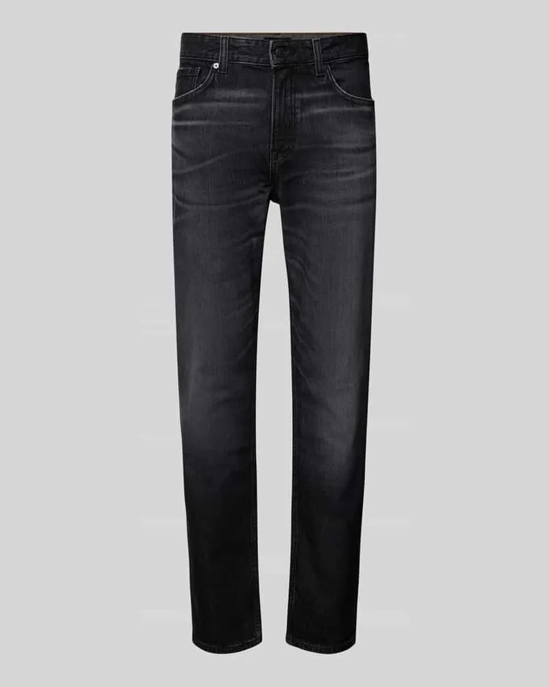 HUGO BOSS Regular Fit Jeans aus Baumwoll-Mix Modell 'RE.MAINE BO Anthrazit