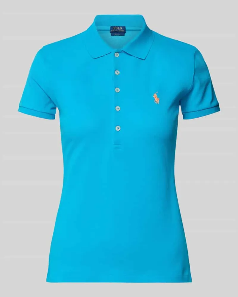 Ralph Lauren Poloshirt mit Label-Stitching Modell 'JULIE Tuerkis