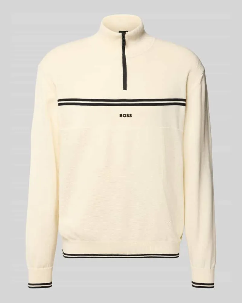 HUGO BOSS Regular Fit Troyer aus Baumwoll-Mix Modell 'ZONE Offwhite