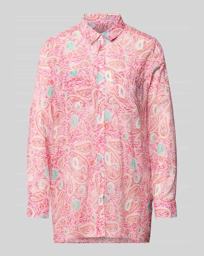 Milano Italy Regular Fit Bluse im Allover-Look Pink
