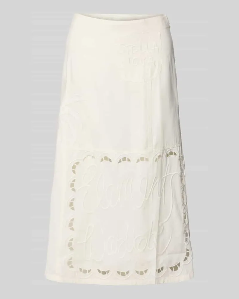 Stella Nova Midirock mit Lochstickerei Modell 'Elements Weiss