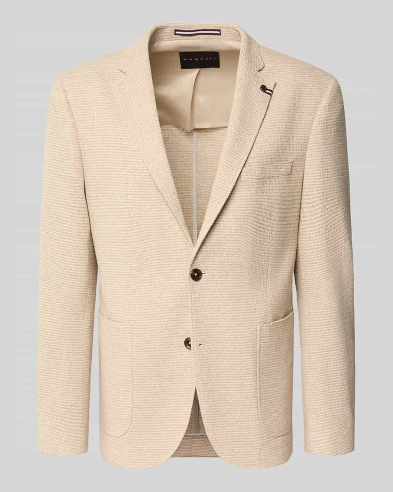 Bugatti Slim Fit 2-Knopf-Sakko mit Strukturmuster Beige