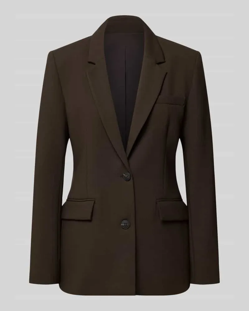 Selected Regular Fit Longblazer aus Viskose-Mix Modell 'RITA Dunkelbraun