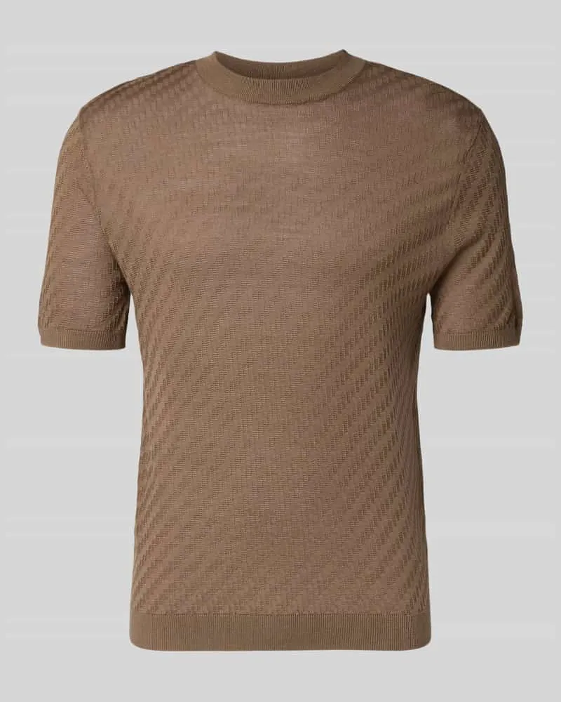 Emporio Armani Slim Fit T-Shirt mit Lyocell- und Woll-Anteil Hellbraun