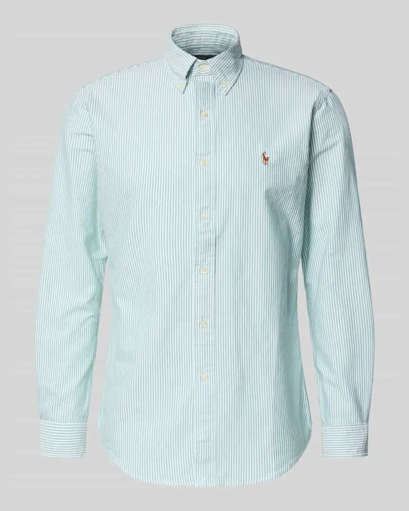 Ralph Lauren Custom Fit Freizeithemd mit Button-Down-Kragen Hellgruen