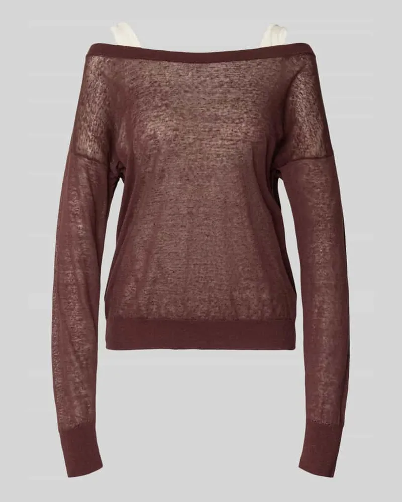 HUGO BOSS Relaxed Fit Pullover aus durchscheinendem Material Schoko
