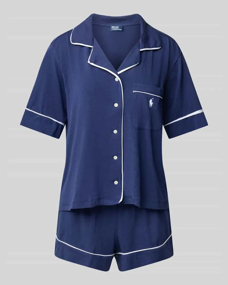 Ralph Lauren Pyjama mit Logo-Stitchings Modell 'POLO ESSENTIALS Dunkelblau