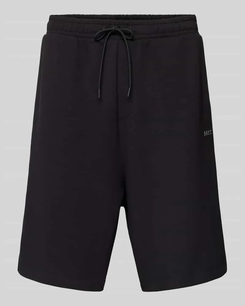 HUGO BOSS Regular Fit Sweatshorts mit angedeutetem Eingriff Modell 'Headlo Black