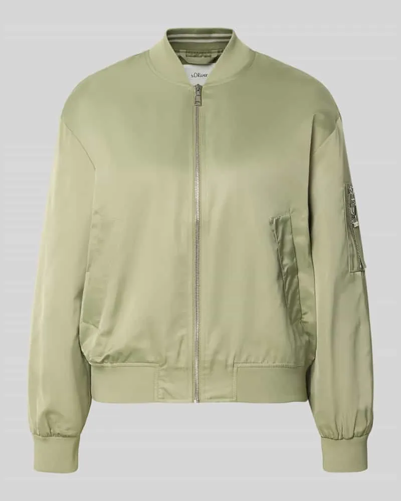 S.Oliver Regular Fit Bomberjacke mit College-Kragen Khaki