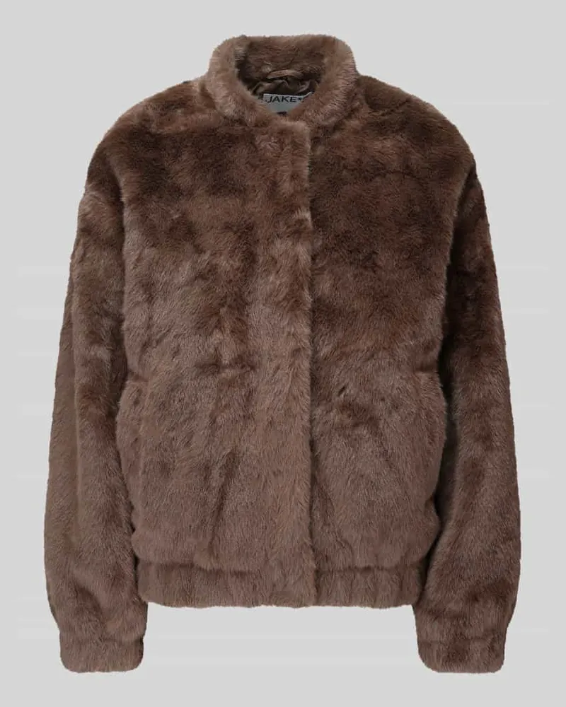 JAKE*S Webpelzjacke mit verdecktem Druckknopfverschluss Dunkelbraun