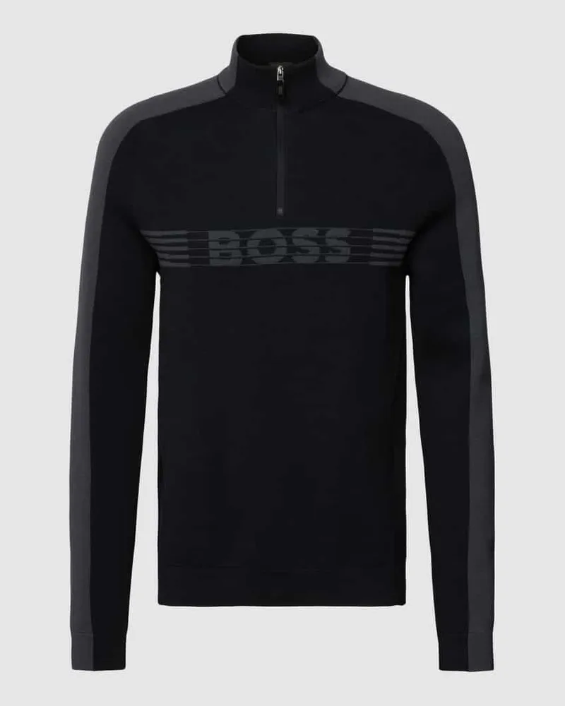 HUGO BOSS Strickpullover mit Label-Details Modell 'Zirros Black